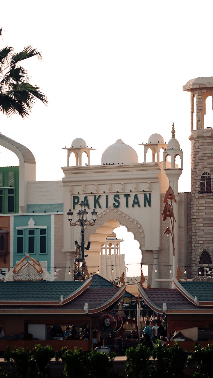 The Pakistan pavilion at Global Village Dubai, showing its ornate themed facade