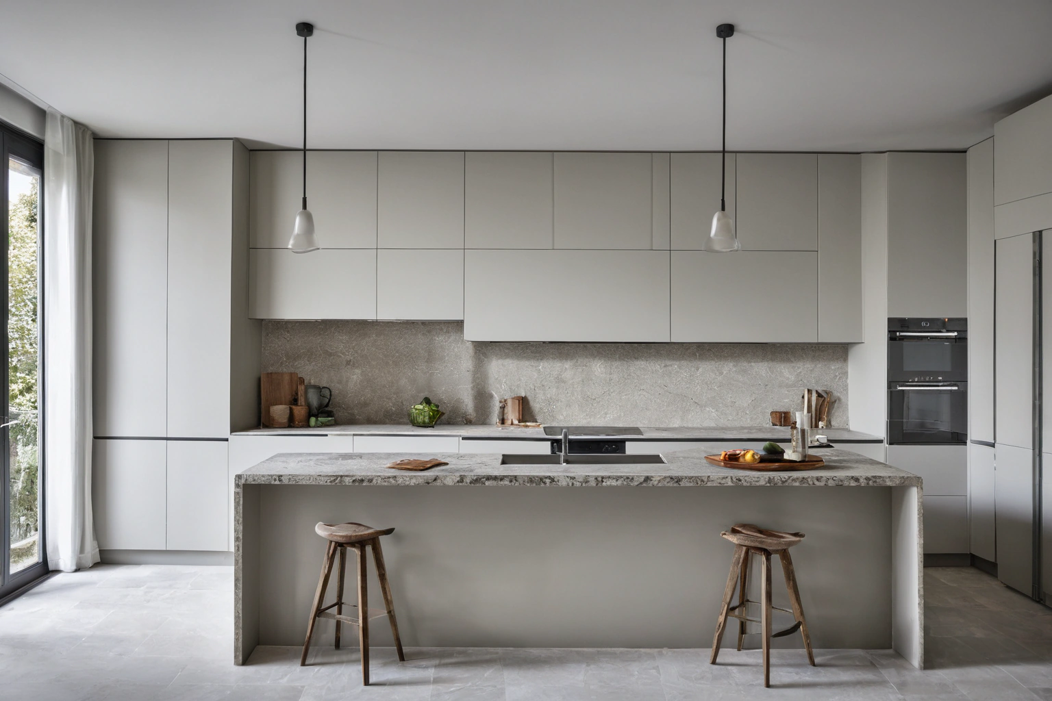 Italian kitchen being installed in a renovated apartment